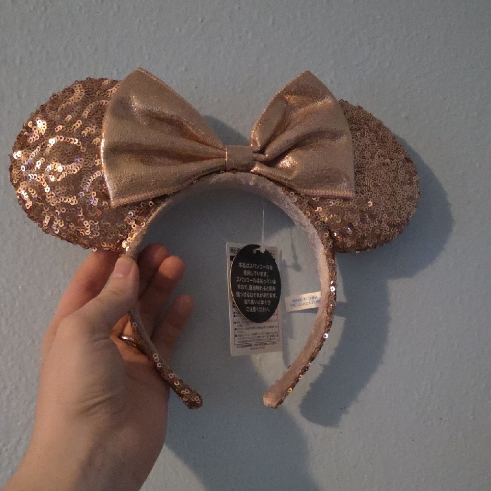 Disney Sparkling Minnie Mouse Ears Headband - Rose Gold